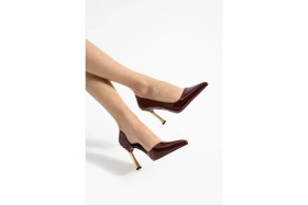 Resim Orpny Bordo Rugan Kadın Stiletto Altın 9cm Topuklu Kadın Topuklu Ayakkabı 
