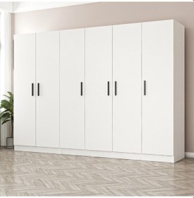 Resim Minar Kale 6 Kapaklı Zincir Dolap - Gardrop - Beyaz 210cm 