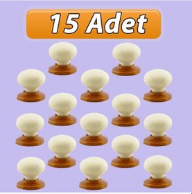 Resim 15 Adet Kamelya Kulp Krem Polimer Düğme Kulp Bakır Tablalı Mobilya Mutfak Dolabı Çekmece Kulbu Kulpları 