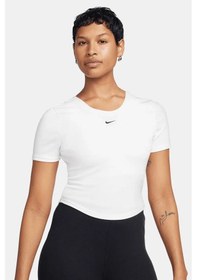 Resim Nike Sportswear Chill Knit Tight Fit T-shirt Kadın Mini Fitilli Sıkı Kesim Yuvarlak Sırtlı Tişört Kırık Beyaz Beyaz 