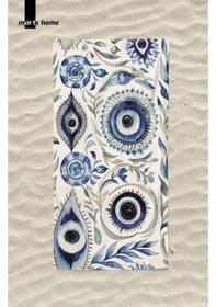 Resim Marte Home Evil Eyes - Nazar Boncuğu Basklı Renkli Plaj Havlusu MAvi 