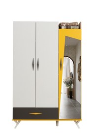 Resim Setay Giallo Genç Odası - 3 Kapılı Dolap, Karyola, Komodin, Şifonyer 