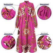 Resim Mavi Vonda Kadın Balıkçı Yaka Uzun Puf Kol Günlük Gevşek Uzun Elbise M Mavi 