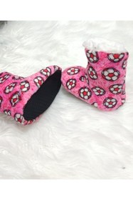 Resim KorseShop Kışlık Pembe Ipeksi Çocuk Kalın Peluş Panduf Botu Patik Ev Ayakkabısı Botu Yumuşak Taban 