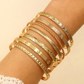 Resim 7 adet Metal Açık Bileklik Seti 