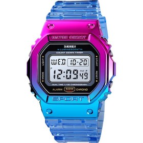 Resim Vkemall Skmeı Kadın Spor Saati 1622: Dijital, 5atm Su Geçirmez, Çift Zaman, Geri Sayım, Alarm, Gün/tarih, Işıklandırma, Şeffaf Kayış - Mavi Çok Renkli 