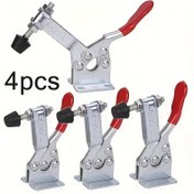 Resim 4 adet Ağır Hizmet Tipi Kırmızı Toggle Kelepçeler GH-201B - 100.0KG Hızlı Serbest Bırakma, Ahşap İşleri, Metal İşleri ve Endüstriyel Uygulamalar için Ayarlanabilir Pivot Noktalı Dayanıklı Metal El Aletleri, Ahşap İşleri için Kelepçeler 