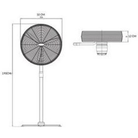 Resim Bahçıvan Bsv 500 50cm Siyah 3 Kanatlı Sanayi Tipi Ayaklı Vantilatör 