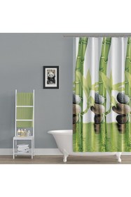 Resim Tropikhome Banyo Perdesi Tek Kanat Duş Perdesi, Polyester Kumaş Duşakabin Perdesi 180x200 cm Küvet Perdesi 