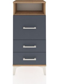 Resim Arges Komodin Tek Raflı 3 Çekmeceli 44x30x96 Çam-antrasit Atlas Çam 