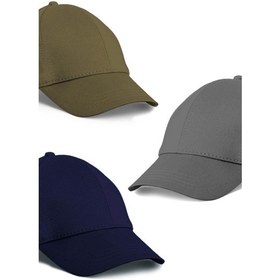 Resim Unisex 3'lü Set Haki,lacivert Ve Gri Renk Beyzbol Şapka - Unisex Çok Renkli 