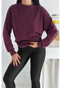 Resim Balenbi Premium Modal Kumaş Bisiklet Yaka Kadın Sweatshirt 1124 Bordo 