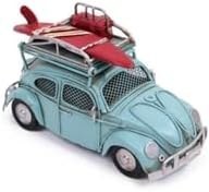 Resim Dekoratif Metal Araba Çerçeveli ve Kumbaralı El Yapımı Mavi 