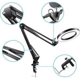 Resim Bosphorusboutique02 Exeo Masa Üstü Ayarlanabilir Led Işık 5x Büyüteç Lamba, Mükemmel Okuma Işıklı Lamba Diğer 