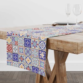 Resim Çini Desenli Runner Örtü 