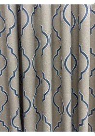 Resim Mavi Etek Desen Vizon Zemin Fon Perde 1/3 Sık Pile Vizon-mavi 