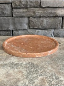 Resim Gül Pembesi Mermer Tepsi 26x3 Beyaz 