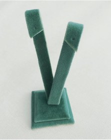 Resim Yerli Üretim Süet Kumaş Yeşil Renk 10 Cm Küpe Sergileme Aksesuar Çok Renkli 
