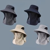 Resim 1 adet Sunshade Balıkçı Şapkası Entegre Boyun Koruma ile - Geniş Kenar, Nefes Alabilen Polyester, Hafif ve Şık, Balıkçılık ve Yürüyüş gibi Açık Hava Aktiviteleri için, Balıkçı Şapkası 