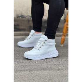 Resim Beyaz Yüksek Taban Yarım Bilek Bot 