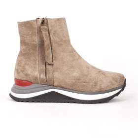 Resim Dericlub Kadın Yüksek Taban Fermuarlı Yarım Bilek Sneaker Bot Gerçek Deri Zy 1423 Süet Vizon 