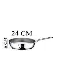Resim Oms Çelik Tava 24x6 Cm Cam Kapaklı Gri 