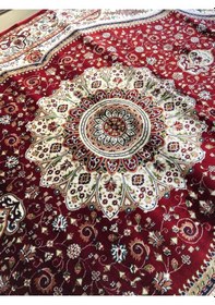 Resim Asaryün Halı Ipek H4158 Bordo İpeksi Geleneksel Renkli Göbekli Klasik Desen Salon Halısı Modern Bordo-kırmızı 