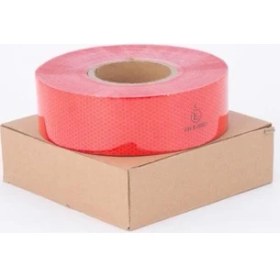Resim Nzb Tüvtürk Onaylı Reflektör Fosforlu Şerit Bant 5.5 cm 50 Metre-Kırmızı 