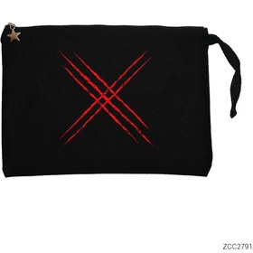 Resim X-men Logo Red Siyah Clutch Astarlı Cüzdan / El Çantası - Siyah 