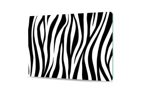 Resim Feyza Design Zebra Desenli Cam Kesme ve Sunum Tablası 30X40 Cm, Şık Mutfak Aksesuarı 
