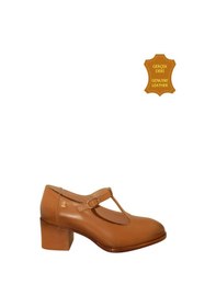 Resim Venüs 2512705y Vintage Topuklu Mary Jane Model Kadın Deri Ayakkabı Taba M Taba 