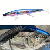 Resim 1 adet 15 cm / 5.9 inç 26 g / 0.91 oz Büyük Minnow Balıkçılık Yemleri - Tuzlu Su ve Tatlısu Dalış Yüzme Takımı ile 3 Üçlü Kanca, Gerçekçi Çok Renkli Pullar (Mavi / Pembe / Sarı / Mor) Levrek, Alabalık, Turna, Levrek için - Sert Yem Takım, Balıkçılık Yemi 