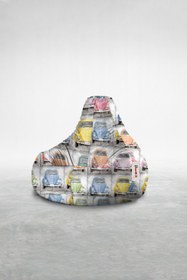 Resim earmut Damla Xl Premium Tasarım Renkli Vosvos Desenli Armut Koltuk 