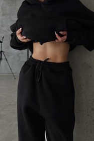 Resim CMZ COLLECTİON Kadın Oversize 3 İplik Polar Sweat Eşofman Takımı - Kapüşonlu Rahat Kalıp (17 Renk Seçeneği) 
