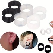 Resim 3 Çift Ultra İnce Silikon Kulak Tüneli Esnek Cilt Tünel Genişletici Germe Ölçer Kulak Tıkaçları Seti Erkekler ve Kadınlar için Aynı Boyutlar 6G-25mm 