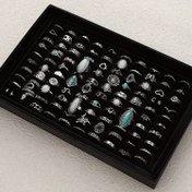 Resim Günlük giyim için uygun, alaşım malzemeden yapılmış, mükemmel Sevgililer Günü hediyesi, tüm mevsimler için uygun, kutusuz, rastgele 40 adet retro şık yüzük seti 