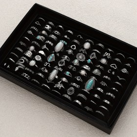 Resim Günlük giyim için uygun, alaşım malzemeden yapılmış, mükemmel Sevgililer Günü hediyesi, tüm mevsimler için uygun, kutusuz, rastgele 40 adet retro şık yüzük seti 