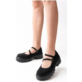 Resim 868-756 Siyah Süet Günlük Yüksek Tabanlı Loafer Ayakkabı Bej - Siyah 