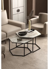 Resim Orta Sehpa Altıgen İkili Lüx Efes Çok Renkli 