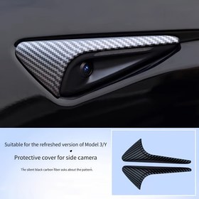 Resim 1 Çift Yeni for TESLA Model 3/Y Yan Kamera Koruyucu Kapakları, Bıçak Tasarımı Stickerlar Orijinal Fabrika Araba Aksesuarları, Görünüm Değiştirme Parçaları Plastik HW4.0 