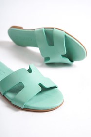 Resim Mubiano Hakiki Deri 654-MNT Kadın Mint Espadril Sandalet & Terlik 