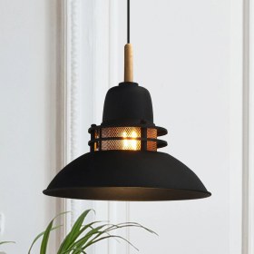 Resim Fener Siyah Avize Ahşap Başlık Tekli Sarkıt Mutfak Çocuk Odası Masaüstü Aydınlatma Modelleri 