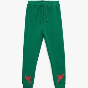 Resim Koton Bebek Beli Bağcıklı Baskı Detaylı Şardonlu Jogger Eşofman Altı Yeşil 