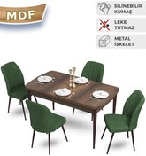 Resim Canisa Concept Mun Serisi 80x132 Açılabilir Mdf Barok Ahşap Desen Masa Takımı Ve 4 Haki Yeşil Sandalye 