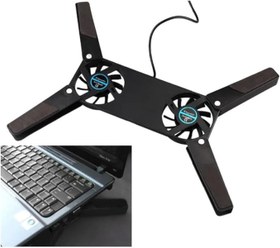 Resim Ultra Küçük Katlanabilir Laptop Soğutucu Dizüstü Bilgisayar Soğutucu, Şık Tasarım, 2 Fan, USB Bağlantılı, Siyah Plastik Ayaklar 