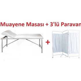 Resim Muayene Masası + 3 Katlı Paravan İle Birlikte 