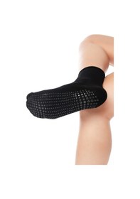 Resim Saysez Bambu Kaydırmaz Taban Silikon Baskı Hac Umre Tavaf Hamile Pilates Yoga Lastiksiz Çorap 3'lü Siyah 