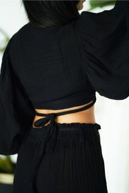 Resim PHUTİ COLLECTION Müslin Bağlamalı Crop 