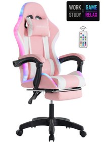 Resim Fashcolle Pink Star Işıklı - Masaj Özellikli Oyuncu Koltuğu Pembe-beyaz 