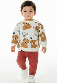 Resim dinamik çocuk Erkek Bebek 2li Takım | Ayıcık Desenli Sweatshirt + Alt 3-6-9-12aylık 